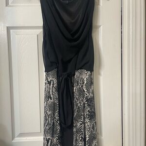 Elegant Black and White Snake Print Dress